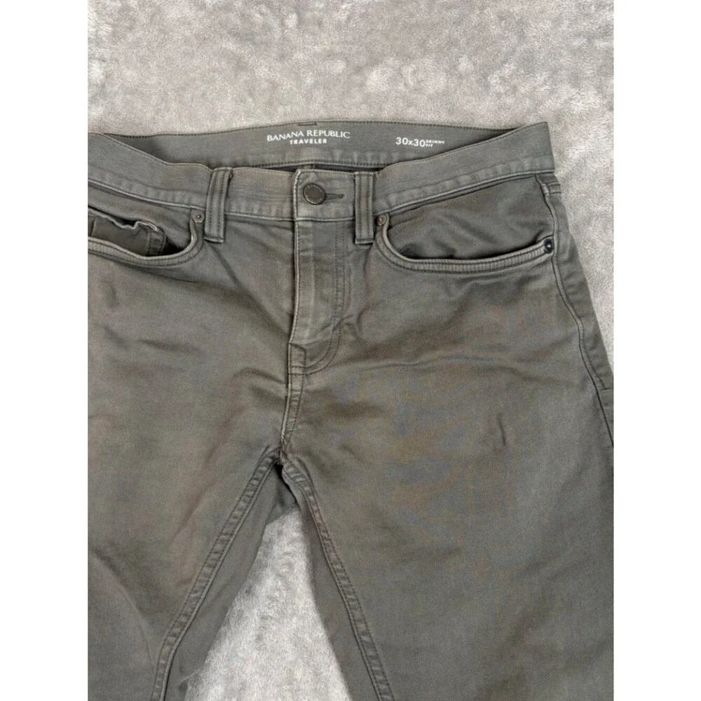 Banana Republic Traveler Pants Men’s 30x30 Green Skinny Fit Stretch Casual